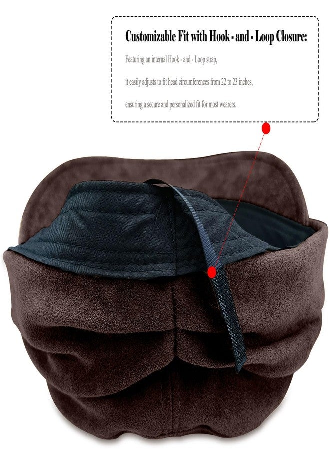 huablo Women's Suede Flat Top Newsboy Cap - Soft Brim &Hook - and - Loop Adjustment - Fall Winter Cabbie Paperboy Hats - Brown - Image 5